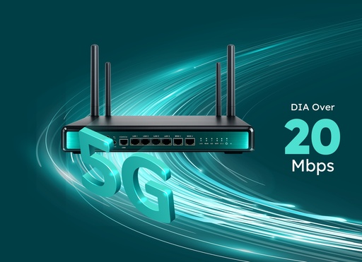 الإنترنت المخصص (DIA) عبر شبكة 5G بسرعة 20 ميجابت في الثانية